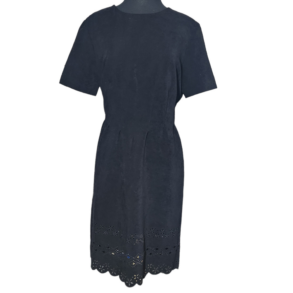 John Roberts Black Dress Short Sleeve laser cut out dress sz 12